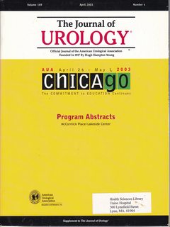 Supplement to The Journal of Urology Vol 169 No. 4 April 2003: AUA April 26-May 1, 2003, Chicago-Program Abstracts