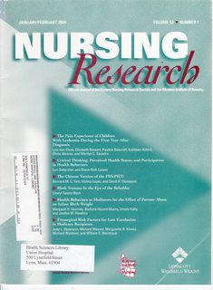 Nursing Research (Official Journal of Eastern Nursing Research Society and the Western Institute of Nursing) Vol 53 No 1 January/February 2004
