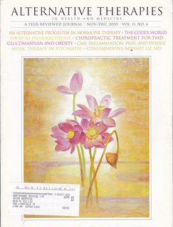 Alternative Therapies in Health and Medicine Vol 11 No 6 Nov/Dec 2005: Alternative Progestin in Hormone Therapy