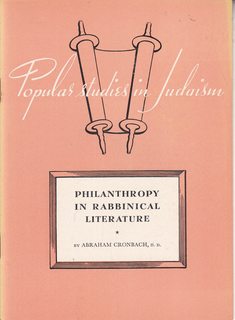 Philanthropy in Rabbinical Literature: Popular Studies in Judaism No. 9