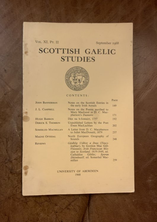 Notes on the Scottish Entries in the Early Irish Annals Scottish Gaelic Studies Vol. XI Part II September 1968