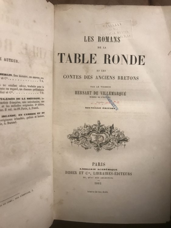 Les Romans De La Table Ronde Et Les Contes Des Anciens Bretons