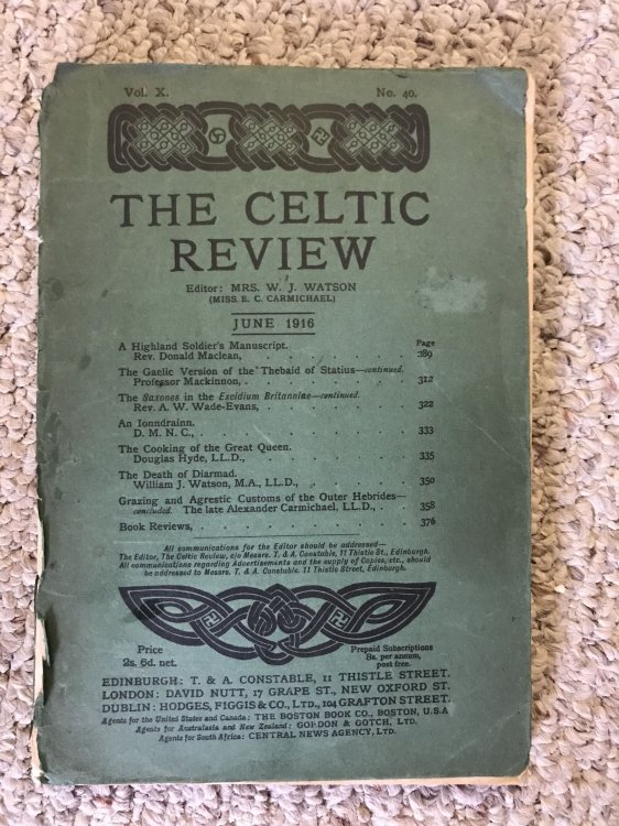 The Celtic Review Vol X. No. 40. June 1916 The Saxones In The Exeidium Britanniae- continued Rev A. W. Wade-Evans The Cooking of the Great Queen Douglas Hyde
