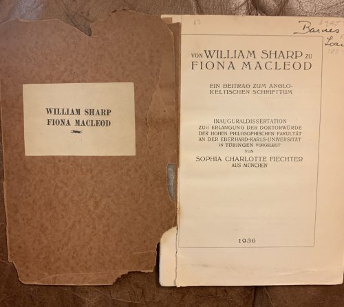 Von William Sharp zu Fiona Macleod Ein Beitrag Zum Anglo-Keltischen Schrifitum INAUGURALDISSERTATION ZUR ERLANGUNG DER DOKTORWRDE DER HOHEN PHILOSOPHISCHEN FAKULTAT AN DER EBERHARD-KARLS-UNIVERSITAT IN TBINGEN VORGELEGT