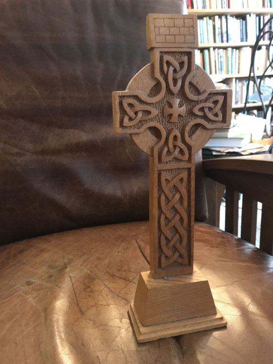 Image for Guaranteed Irish Oak Carved Cross Signed Guaranteed Irish Oak Carved Cross Signed