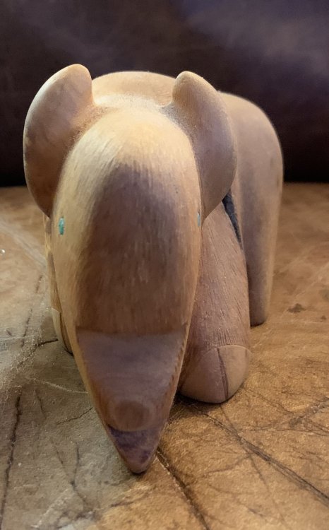 Hand Carved Wooden Bison 