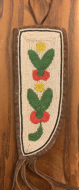 Cree or Tuscarora Hand Beaded Handmade Leather Knife Sheath