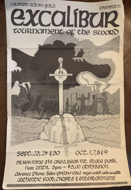 Excalibur Tournament of the Sword Sept. 23, 24 & 30 Oct. 1, 7, 8 & 9 Poster Folded