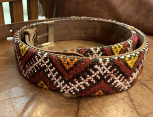 Handmade Moroccan Carpet and Leather Belt L-XL