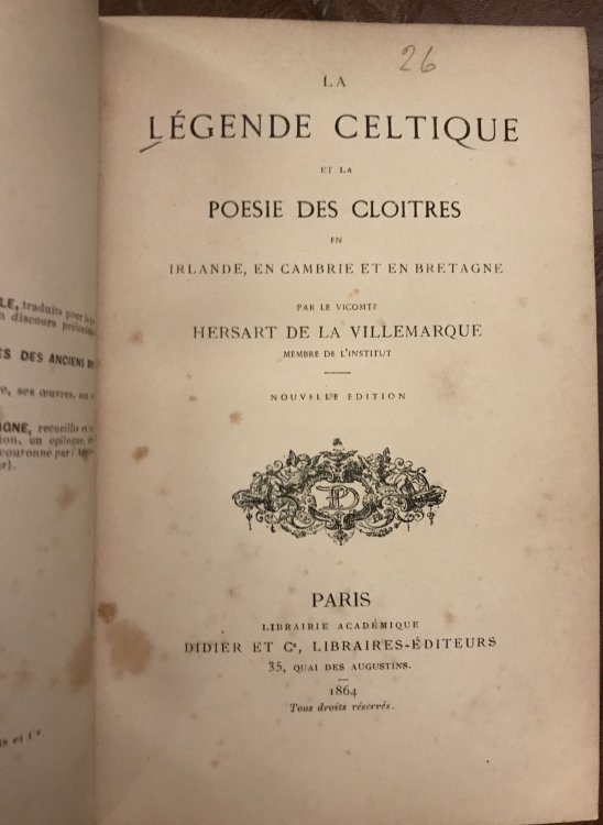 La Legende Celtique Et La Poesie Des Cloitres In Irelande, En Cambrie Et En Bretagne