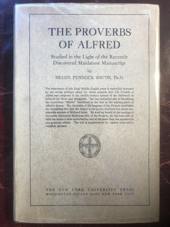The Proverbs Of Alfred Studied In The Light Of The Recently Discovered Maidstone Manuscript