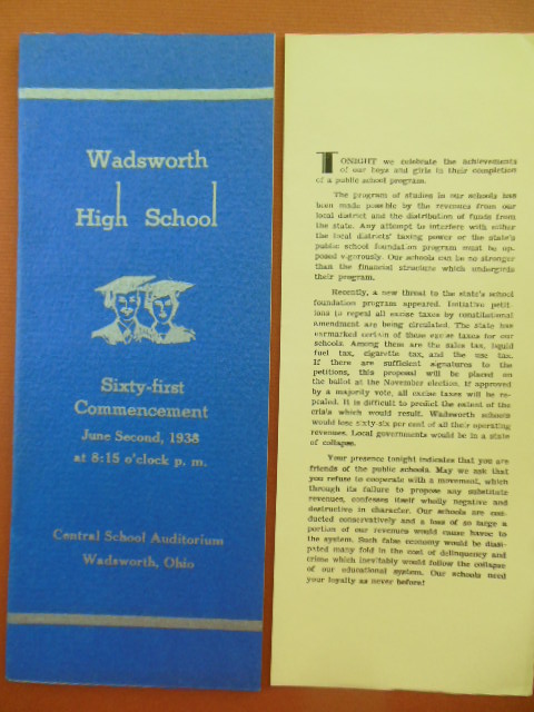 Wadsworth, Ohio High School Commencement 1938