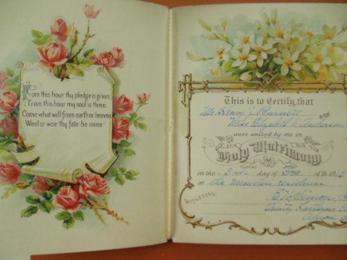 Marriage Certificate Booklet Henry J. Burnett Elizabeth Anderson Akron, Ohio 1913