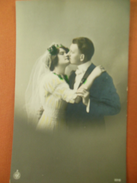 Real Photo Wedding Postcard German Hand-Tinted