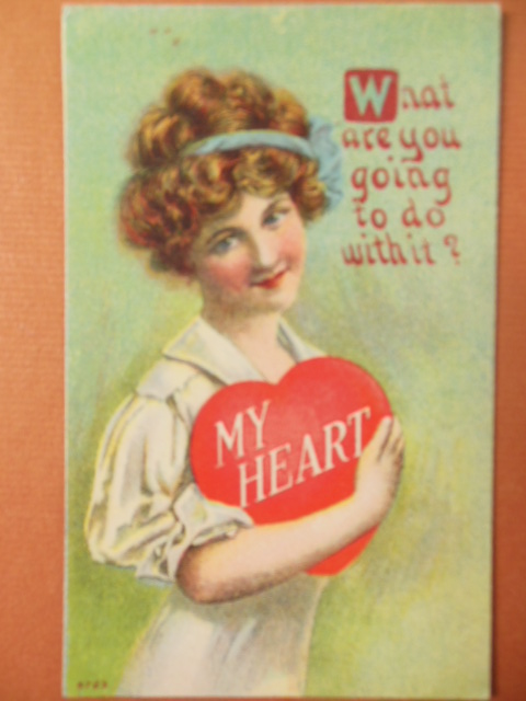 My Heart What Are You Going to Do With It Vintage Valentine Postcard