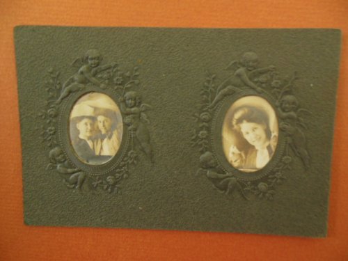 Two Small Portraits Teenagers on Embossed Black Card (early 1900's)