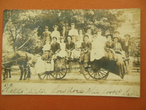 Real Photo Postcard People on a Hay Wagon (Ohio)