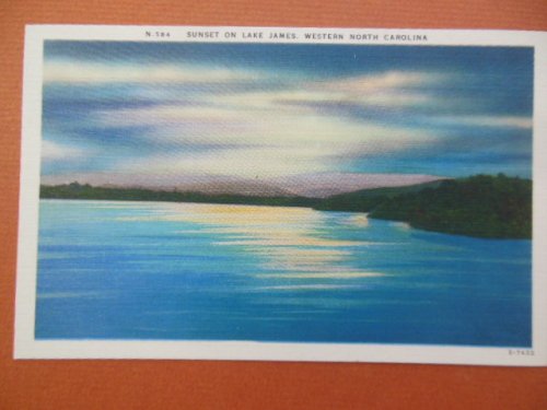 Linen Postcard Sunset on Lake James, Western North Carolina (N. 584)