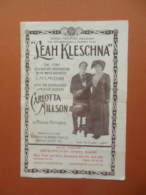 Theater Brochure Carlotta Nillson in Leah Kleschna 1913