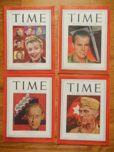 Time Magazine January 8, 15, 22, 29, 1945 (Four consectutive issues)