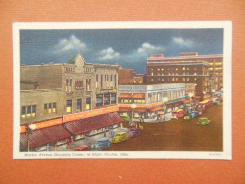 Postcard Market Avenue Shopping Center at Night Canton, Ohio