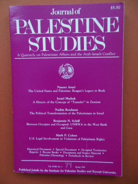 Journal of Palestine Studies Spring 1989 Issue 71
