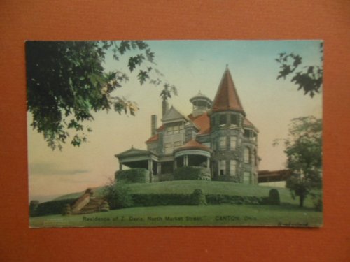 Handcolored Postcard Residence of Z. Davis North Market Street Canton, Ohio