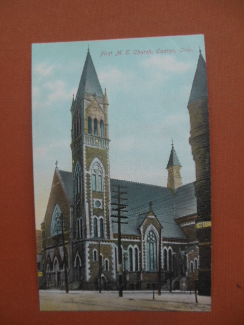 Postcard First M.E. Church Canton, Ohio (Methodist Episcopal)