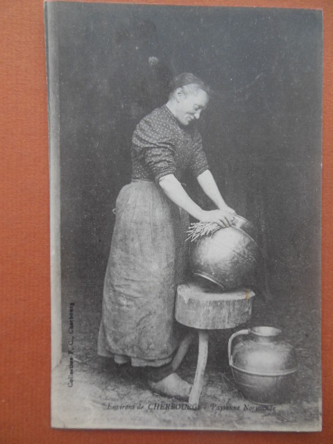 Postcard Cherbourg Woman Cleaning Pottery