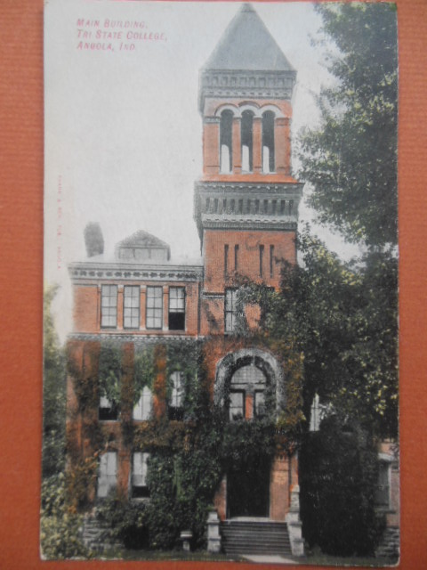 Color Postcard Main Building Tri State College Angola, Indiana (1908)
