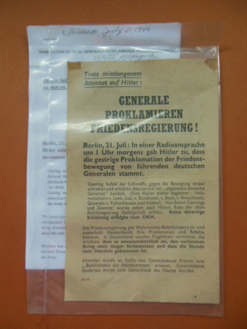 Generale Proklamieren Friedensregierung! WWII Propaganda Leaflet July 21,1944 (ZG 34)