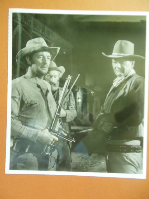 Black and White Photo John Wayne, Robert Mitchum, Arthur Hunnicut (El Dorado, 1966)