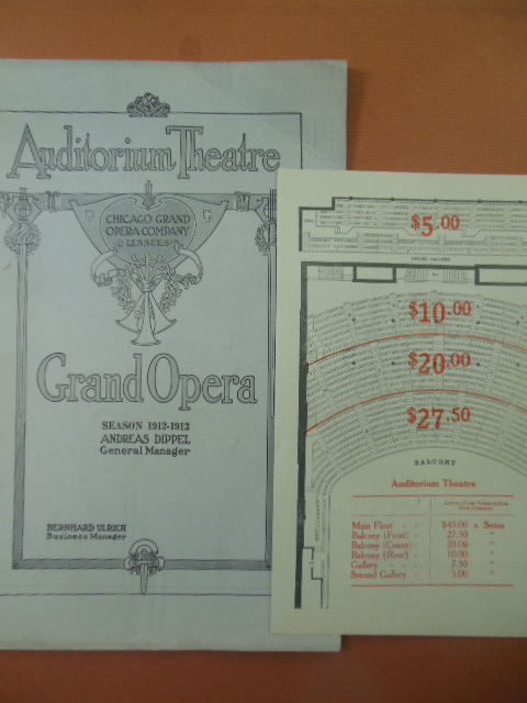 Chicago Grand Opera Company Program Season 1912-1913 (Prices and seating chart laid-in)