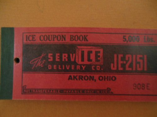 Ice Coupon Book The ServICE Delivery Co., Akron, Ohio (1920's)
