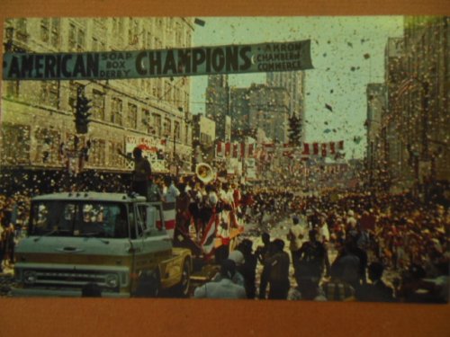 Color Postcard All-American Chevrolet Soap Box Derby Parade Confetti (1960's Akron, Ohio)