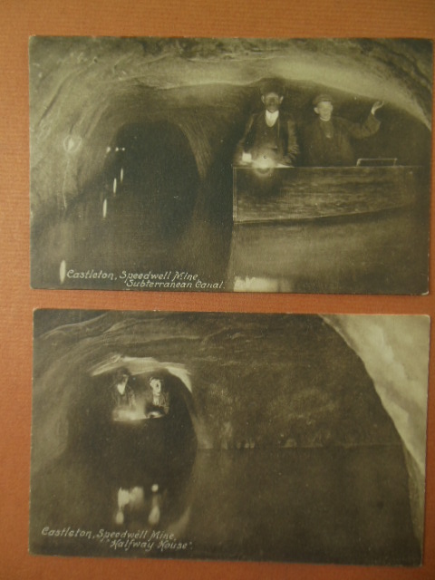 Two Sepia Postcards Castleton Speedwell Mine (1920 England))
