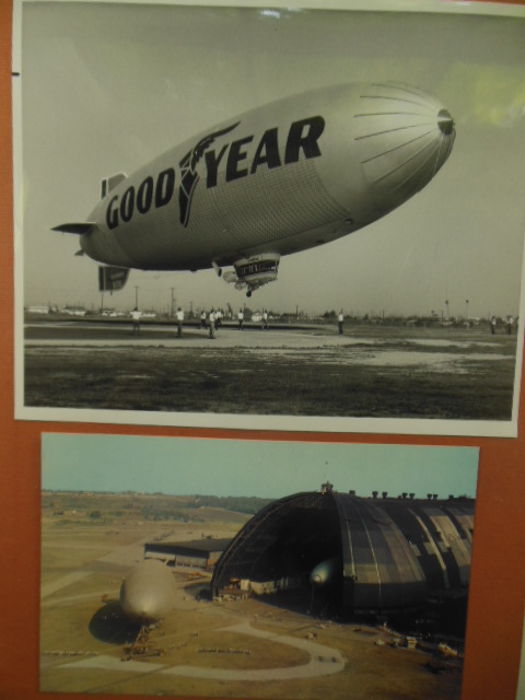 Large Color Plastichrome Postcard of Goodyear Air Dock and Glossy Real Photo of the Goodyear Blimp