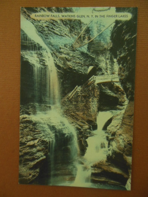 Color Postcard Rainbow Falls, Watkins Glen N.Y. in the Finger Lakes (Unused)