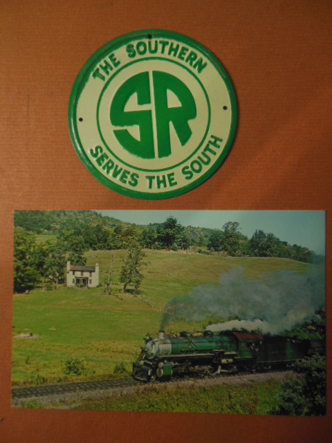 The Southern Railroad Miniature Metal Sign and Color Postcard Southern 4501