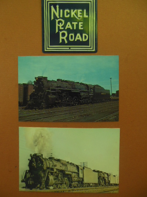 Nickel Plate Railroad Miniature Metal Sign and Two Nickel Plate Postcards