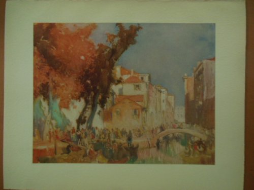 Venice Scene Watercolor Print by Frank Brangwyn (1920's)
