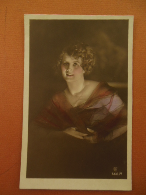 Real Photo Tinted Postcard Blond German Woman in Evening Dress (6336/6) 1920