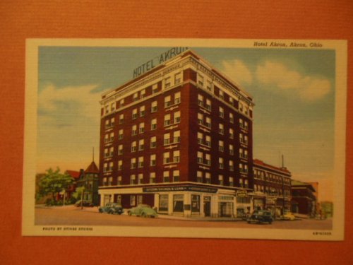 Hotel Akron Citizens Savings & Loan Linen Postcard (1940's)