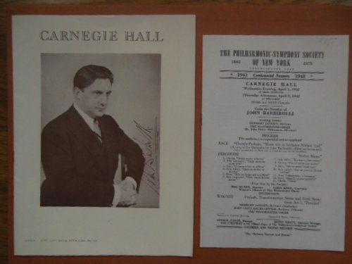 Carnegie Hall Program; The Philharmonic Symphony Society of New York Program (John Barbiolli Conductor 1941-42)