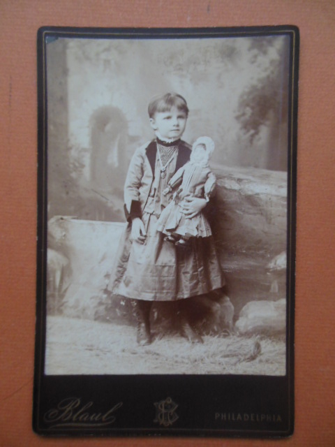 Cabinet Photo Little Girl Holding Doll (Louis Blaul)