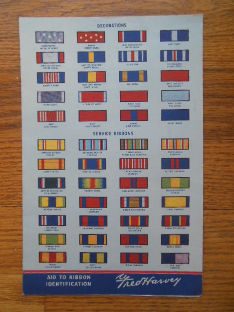 Fred Harvey Restaurant Menu 1945 (Aid to Military Ribbon Identification)