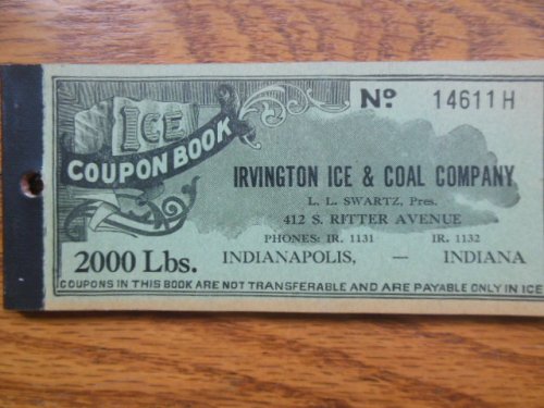 Irvington Ice & Coal Company Coupon Book (Indianapolis)