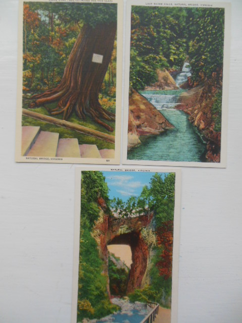 Three Postcards Natural Bridge Virginia