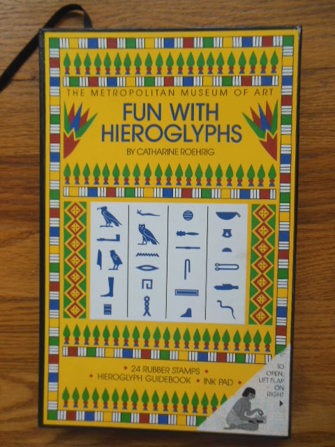 Fun with Hieroglyphs Book, 24 Rubber Stamps, Stamp Pad, Alphabet Chart (1990 Like New)