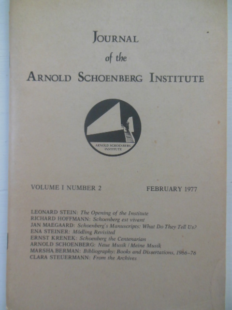 Journal of the Arnold Schoenburg Institute February, 1977
